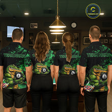 Load image into Gallery viewer, Custom Green Grunge Crocodile 8 Ball Billiard Pool Shirt For Men Funny Billiard Team Jersey NYN3066