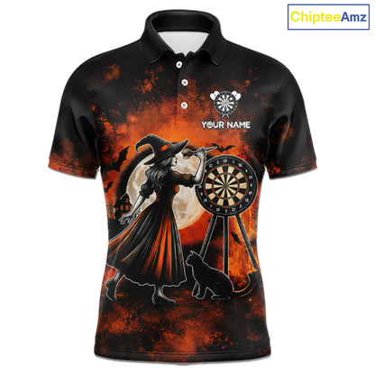 Orange Grunge Halloween Mens Dart Polo Quarter-Zip Shirts Custom Dart Team Outfits Jersey NYN4083
