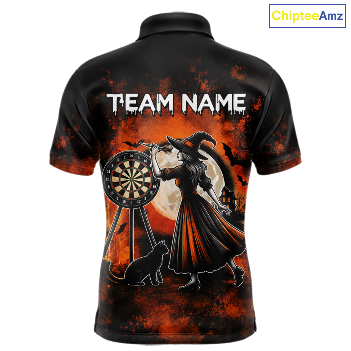 Orange Grunge Halloween Mens Dart Polo Quarter-Zip Shirts Custom Dart Team Outfits Jersey NYN4083