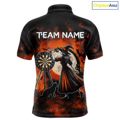 Orange Grunge Halloween Mens Dart Polo Quarter-Zip Shirts Custom Dart Team Outfits Jersey NYN4083