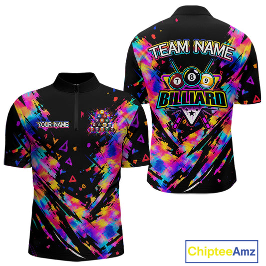 Personalized Colorful Paint Billiard Ball Shirt For Men Custom Billiard Pool Team Jersey NYN3225