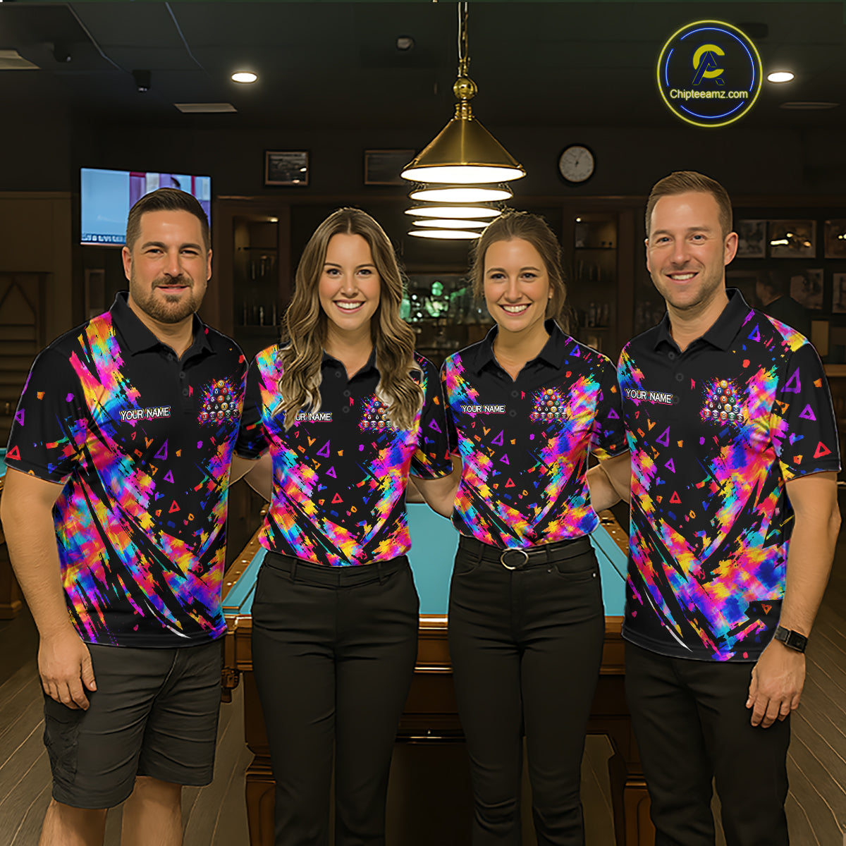 Personalized Colorful Paint Billiard Ball Shirt For Men Custom Billiard Pool Team Jersey NYN3225