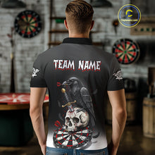 Load image into Gallery viewer, Dark Ravens Red Cracked Dartboard Custom Men Darts Polo Shirt Skull Gothic Dart Jerseys NYN1942