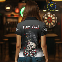 Load image into Gallery viewer, Dark Ravens Red Cracked Dartboard Custom Women Darts Quarter-Zip  Shirt Skull Gothic Dart Jerseys NYN1942