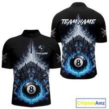 Load image into Gallery viewer, Custom Horror Wolfs Black Blue Smokes Pool 8 Ball Men's Billiard Team Shirt Billiard Attire NYN2503