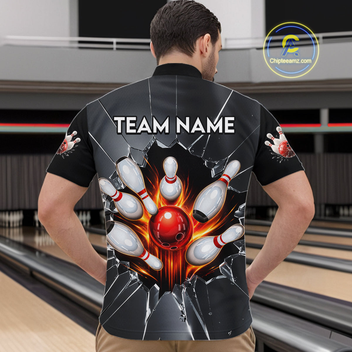 Grey Broken Glass Bowling Shirt For Men Custom Fire Flame Outfit Bowling Jersey | Red NYN3230