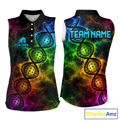 Custom Colorful Smoke Dna Pickleball Ball Sleeveless Polo Pickleball Shirt For Women Dna Pickleball Team Uniform NYN4113