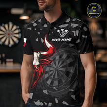 Load image into Gallery viewer, Texas Flag Bull &amp; Dartboard Custom Grunge Men Darts Polo Shirt Patriotic Darts Team Jersey NYN2716