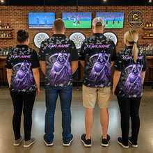 Load image into Gallery viewer, Holographic Grim Reaper Smoke Dartboard Custom Women Darts Polo Shirt Dart Team Jersey NYN2720