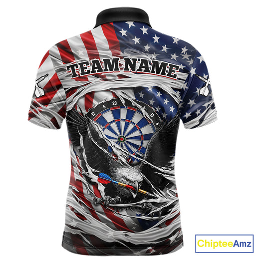 Eagle Plays Dart Arrow Freedom Patriotic Darts Polo Shirt Personalized US Flag Men Dart Jerseys NYN2519