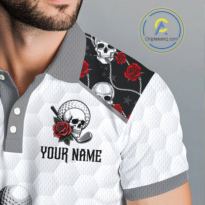 Red Roses Skull Pattern Golf Polo Shirts For Men Custom Bone Hand Golf Team Tournament NYN3254