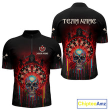 Load image into Gallery viewer, Custom Red Flames Grim Reaper Dartboard Men Darts Polo Shirt Rose Skulls Darts Jersey NYN1975