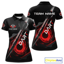 Load image into Gallery viewer, Black And Red Geometry Swirl Dart Arrow Custom Men Darts Polo Shirt Dart Gifts NYN1982