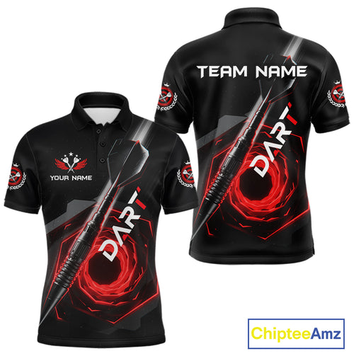 Black And Red Geometry Swirl Dart Arrow Custom Men Darts Polo Shirt Dart Gifts NYN1982
