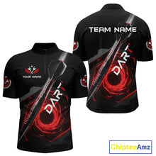 Load image into Gallery viewer, Black And Red Geometry Swirl Dart Arrow Custom Men Darts Polo Shirt Dart Gifts NYN1982