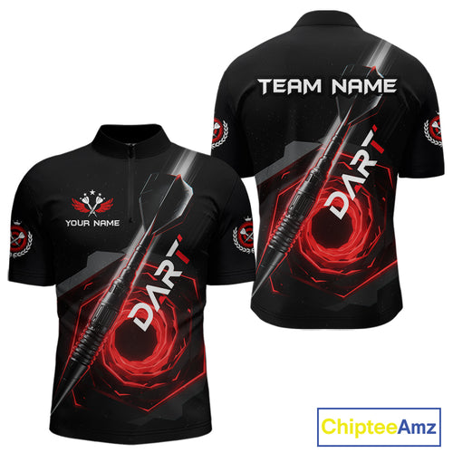 Black And Red Geometry Swirl Dart Arrow Custom Men Darts Polo Shirt Dart Gifts NYN1982