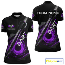 Load image into Gallery viewer, Black And Purple Geometry Swirl Dart Arrow Custom Men Darts Polo Shirt Dart Gifts NYN1983