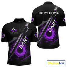 Load image into Gallery viewer, Black And Purple Geometry Swirl Dart Arrow Custom Men Darts Polo Shirt Dart Gifts NYN1983