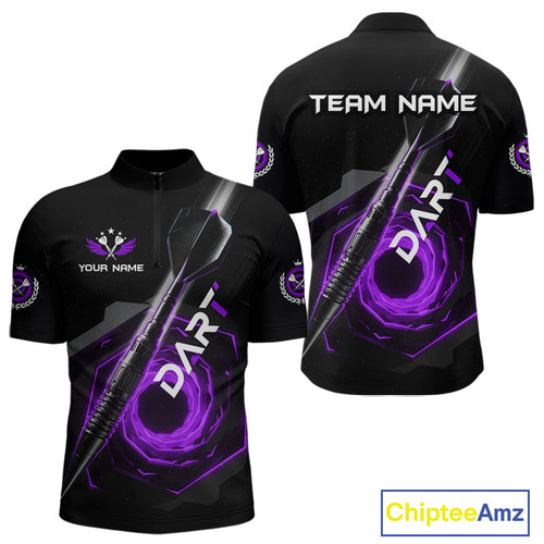 Black And Purple Geometry Swirl Dart Arrow Custom Men Darts Polo Shirt Dart Gifts NYN1983