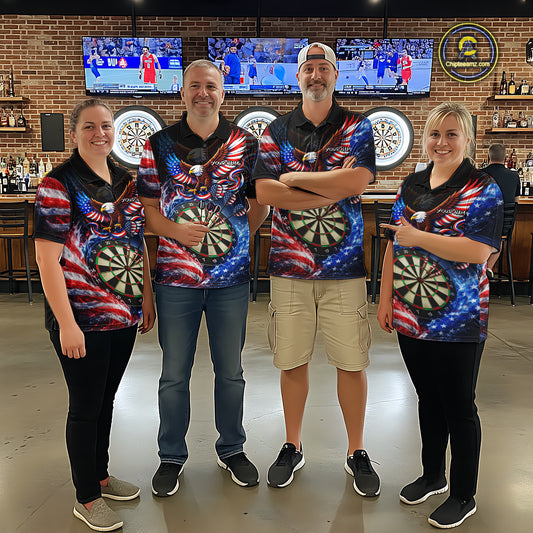 Eagle Dartboard US Flag Freedom Darts Quarter-Zip Shirt Personalized Patriotic Women Dart Jerseys NYN2527