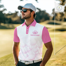 Load image into Gallery viewer, Pink Ribbon Breast Cancer Awareness Mens Polo Shirt Custom US Flag Patriotic Golf Shirt For Men NYN3099