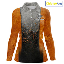 Load image into Gallery viewer, Disc Golf Basket Grunge Orange Womens Disc Golf Polo Shirts Custom Disc Golf Jerseys Team Shirts For Women NYN3112