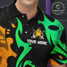 Load image into Gallery viewer, Funny Cute Duck Gun Men Bowling Shirt Custom Yellow &amp; Green Grunge Bowling Team Attire NYN3280