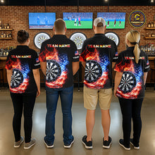 Load image into Gallery viewer, American Flag Fire Flame Smoke Dartboard Men Darts 1/4-Zip Shirt Custom Dart Team Jersey Gifts NYN2537