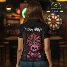 Load image into Gallery viewer, Black And Red Dripping Creepy Bear Grunge Custom Polo Dart Shirt For Women Dart Jerseys NYN2021