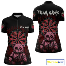 Load image into Gallery viewer, Black And Red Dripping Creepy Bear Grunge Custom Quarter-Zip Dart Shirt For Women Dart Jerseys NYN2021