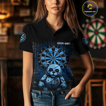 Load image into Gallery viewer, Black And Blue Dripping Creepy Bear Grunge Custom Polo Dart Shirt For Women Dart Jerseys NYN2022