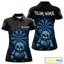 Load image into Gallery viewer, Black And Blue Dripping Creepy Bear Grunge Custom Polo Dart Shirt For Women Dart Jerseys NYN2022