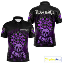 Load image into Gallery viewer, Black And Purple Dripping Creepy Bear Grunge Custom Polo Dart Shirt For Men Dart Jerseys NYN2023