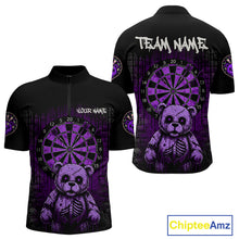 Load image into Gallery viewer, Black And Purple Dripping Creepy Bear Grunge Custom Quarter-Zip Dart Shirt For Men Dart Jerseys NYN2023