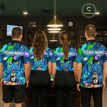 Load image into Gallery viewer, Blue Splatter Funny Dragon 8 Ball Pool Billiard Shirts For Women Custom Cute Billiard Team Outfits NYN3302
