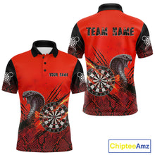 Load image into Gallery viewer, Black &amp; Red Leather Cobra Darts Custom Men Dart Polo Jersey Splatter Dart League Shirt NYN2047