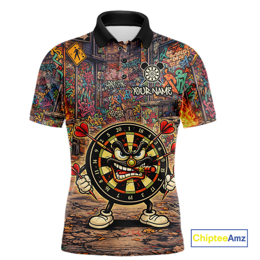 Funny Dartboard Smoking Men Darts Team Shirt Personalized Graffiti Dart Polo Jerseys NYN2554