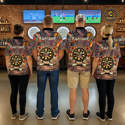 Funny Dartboard Smoking Men Darts Team Shirt Personalized Graffiti Dart Polo Jerseys NYN2554