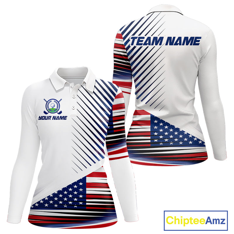 Patriotic Women Golf Shirts Golf Clothing Custom American Flag Polo Shirt, Gifts For The Golfer NYN2932