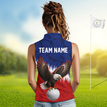 Load image into Gallery viewer, Red Blue American Flag Eagle Golf Polo Shirts For Women Custom Patriotic Golf Team Jersey NYN3330