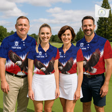 Load image into Gallery viewer, Red Blue American Flag Eagle Golf Polo Shirts For Men Custom Patriotic Golf Team Jersey NYN3330