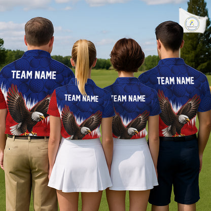 Red Blue American Flag Eagle Golf Polo Shirts For Men Custom Patriotic Golf Team Jersey NYN3330