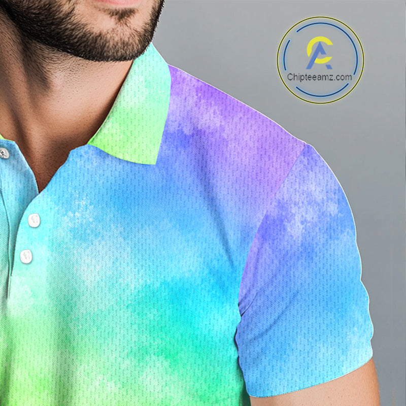 Tie Dye Golf Shirt Custom Rainbow Colorful Smoke Golf Clothing For Men Golf Team Outfits NYN3333
