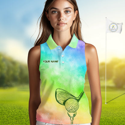 Tie Dye Golf Shirt Custom Rainbow Colorful Smoke Golf Clothing For Women Golf Team Outfits NYN3333
