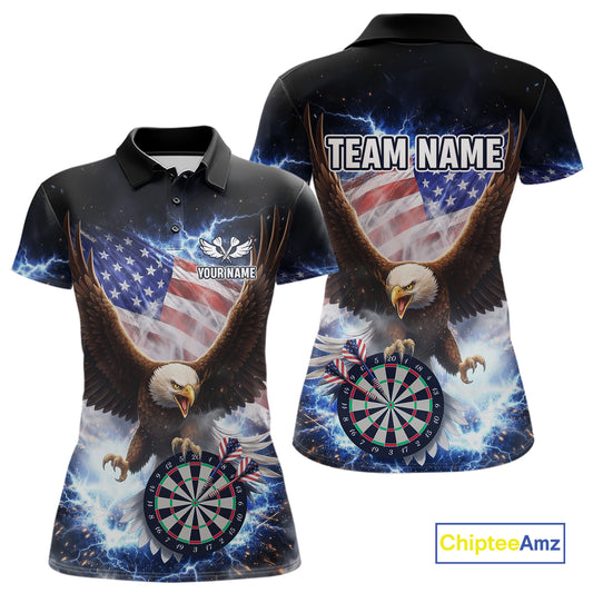 US Flag Smoke Eagle Lightning Dartboard Women Darts Shirt Personalized Patriotic Dart Polo Jerseys NYN2575