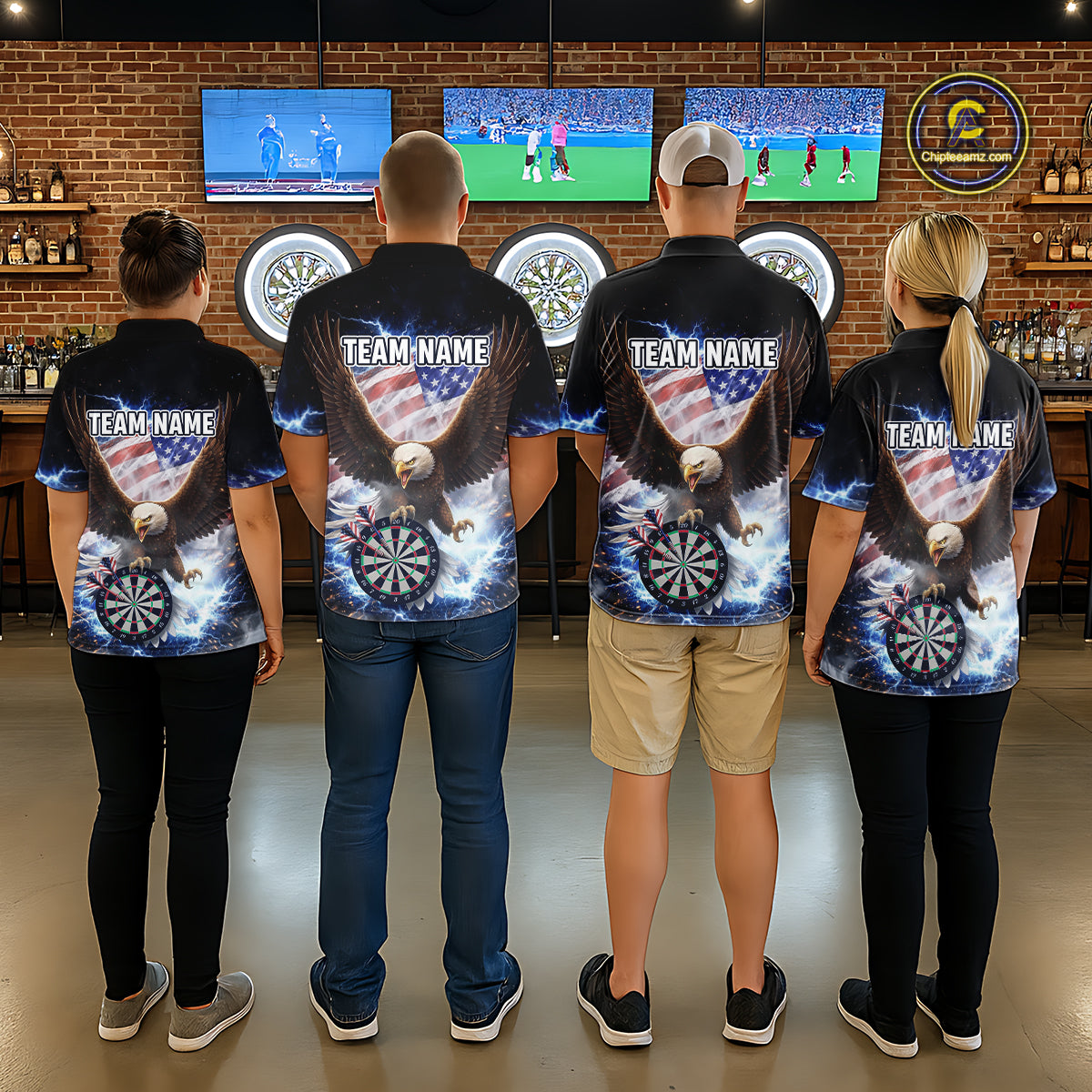 US Flag Smoke Eagle Lightning Dartboard Men Darts Shirt Personalized Patriotic Dart Quarter-Zip Jerseys NYN2575