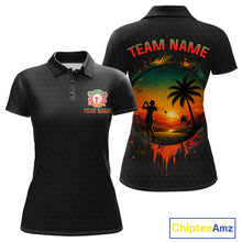 Load image into Gallery viewer, Tropical Black Golf Ball Polo Golf Shirts For Women Custom Splatter Golf Team Attire For Golfers NYN3153