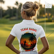 Load image into Gallery viewer, Tropical White Golf Ball Polo Golf Shirts For Women Custom Splatter Golf Team Attire For Golfers NYN3154