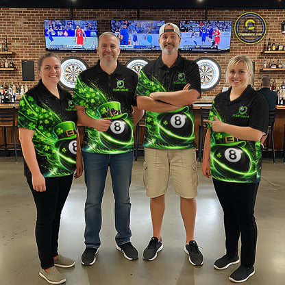 Funny Tornado Shamrock 8 Ball St Patrick's Day Women  Billiard Shirts Custom Pool Balls Billiard Attire NYN2742