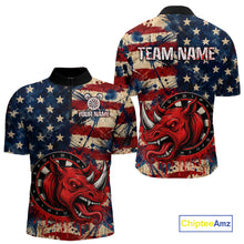 Load image into Gallery viewer, Red dripping rhino dart 1/4-zip shirt for men grunge American flag apparel